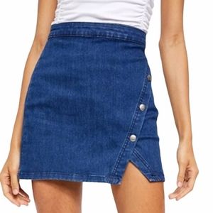 FREE PEOPLE  We The Free Women Skirt Denim Stretch Wrap Sz2 Blue